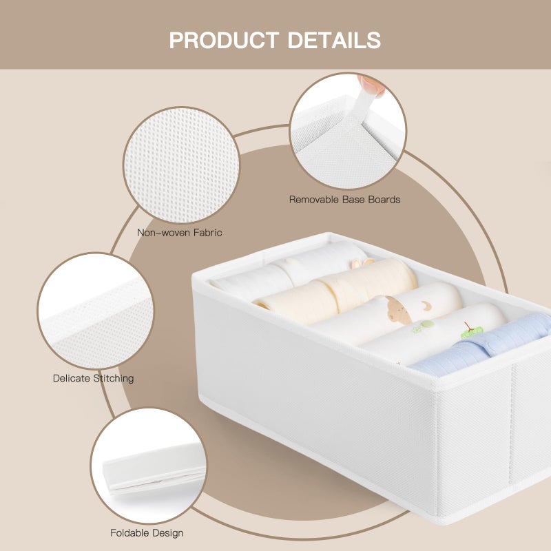 Criusia Drawer Organizer Clothes, 10 Pack Dresser Organizer for Baby Clothes, Underwear, Sock- Foldable Closet Organization and Storage Dividers Bins for Nursery, Bedroom (White) - Image 4