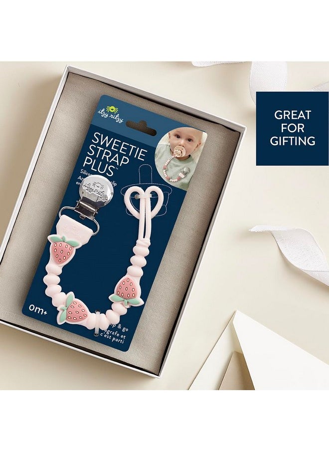 Itzy Ritzy Itzy Ritzy Silicone Pacifier Clip; 100% Food Grade Silicone Pacifier Strap with Clip Keeps Pacifiers, Teethers & Small Toys in Place; Features One-Piece Design & Cord (Strawberry)  - Image 4