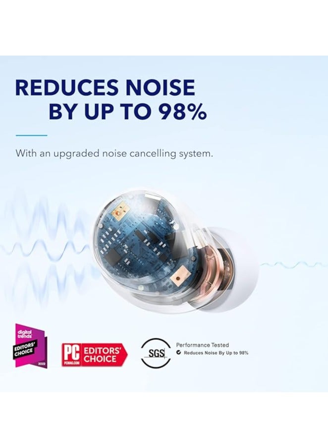 Soundcore Space A40 Auto-Adjustable Active Noise Cancelling Wireless Earbuds, Reduce Noise by Up to 98%, 50H Playtime, Hi-Res Sound, Comfortable Fit, App Customization, Wireless Charge White - Image 2