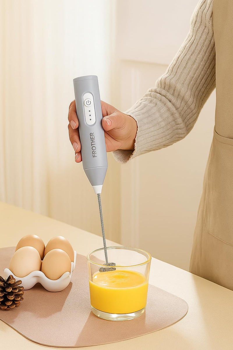 NIbbler Supreme 3-Speed Rechargeable Milk Frother for Coffee | Electric Whisk Mixer | Stainless Steel, Stand-Up Design - Image 2