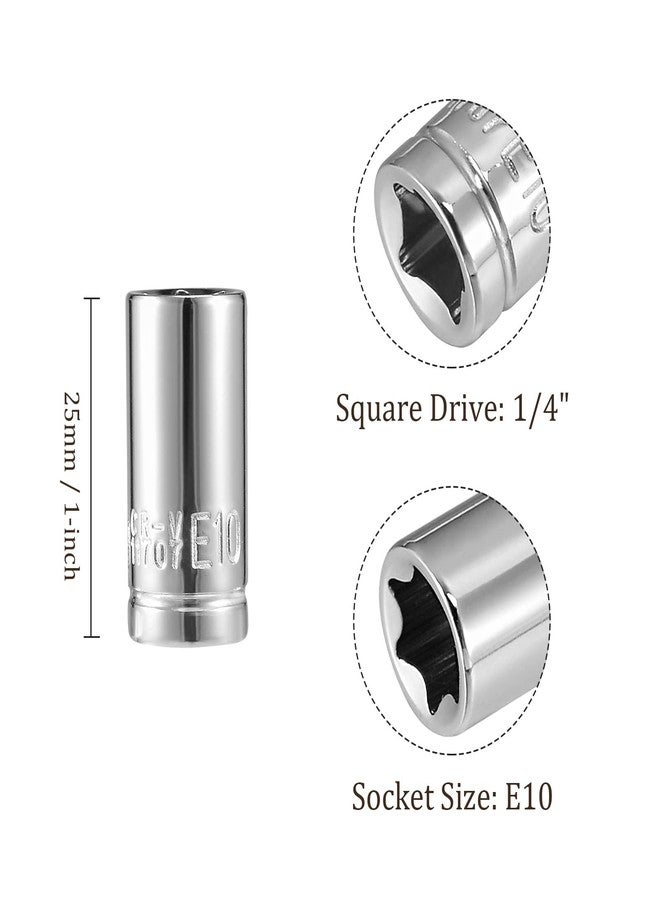 Kozelo 2pcs External Torx Shallow Socket - [1/4 Inch x E10] Square Drive for Car Mechanical Equipment Repair Use, CR-V Steel Metric Sizes - Image 3