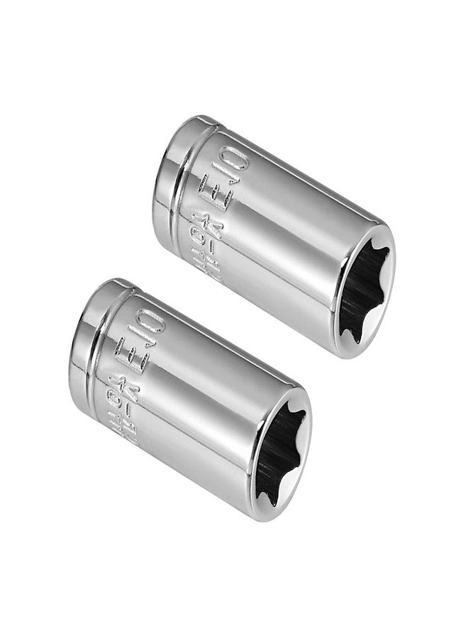 Kozelo 2pcs External Torx Shallow Socket - [1/4 Inch x E10] Square Drive for Car Mechanical Equipment Repair Use, CR-V Steel Metric Sizes - Image 1