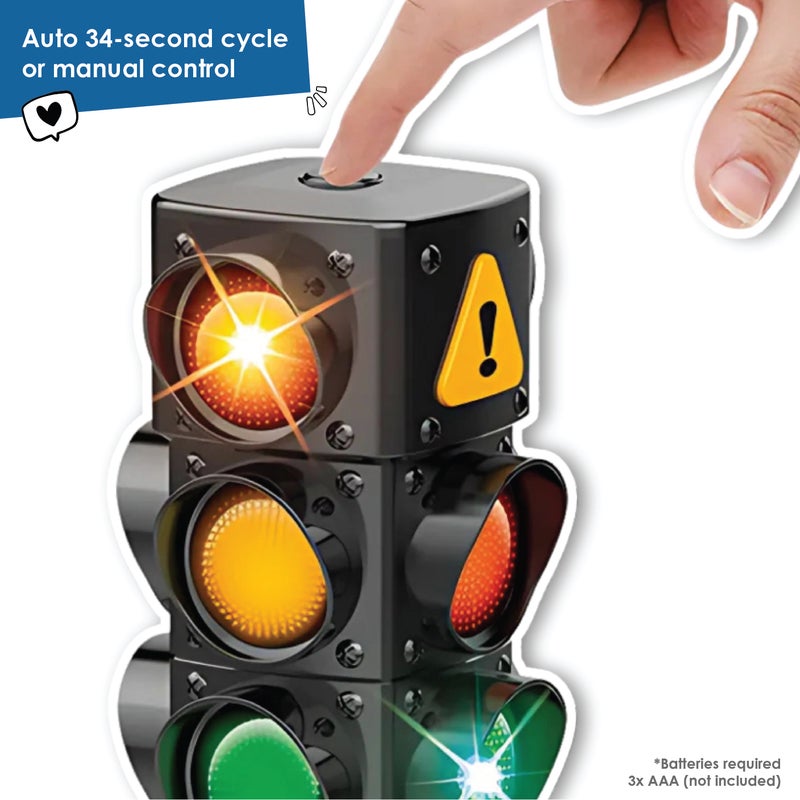 alldoro XXL Traffic Set | 80cm Light & Sound Traffic Light | 10 Signs 75cm | 4 Stackable Cones | Battery-Powered Road Safety Toy Age 3+ - Image 3