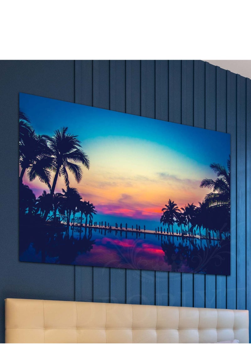 Droplyte - Palm Trees at the Beach Decorative Wall Art Wall Decor Card Board MDF Home Decor  For Drawing Room, Living Room, Bedroom, Kitchen or Office 60CM x 40CM - Image 1