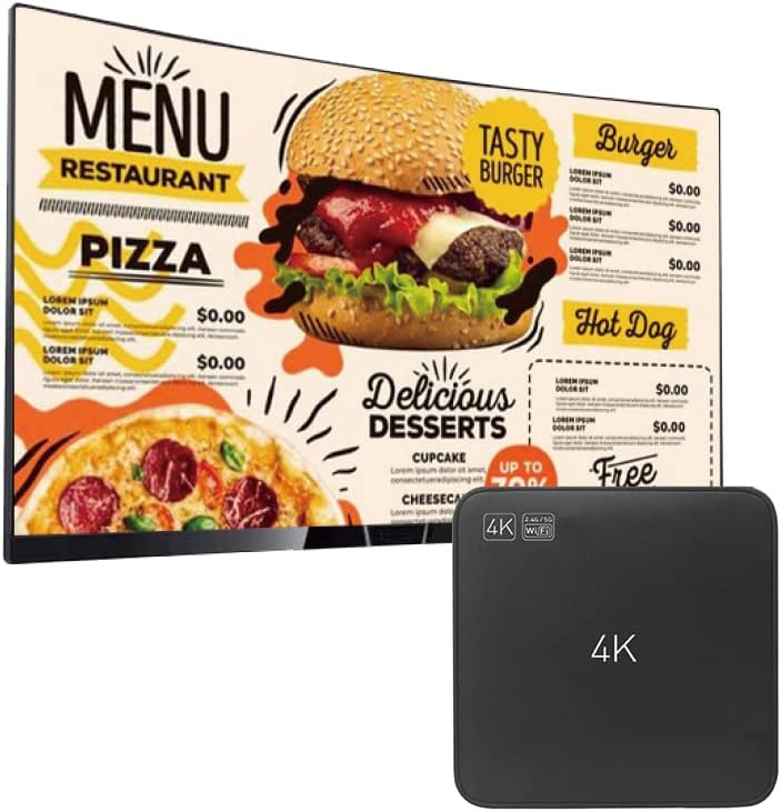 Lunzn Smart Digital Signage Player with Free CMS Software 7x24 Stable Auto Play Make TV Set Become LCD Display Andriod 4K Advertising Media Player(YM05) - Image 1
