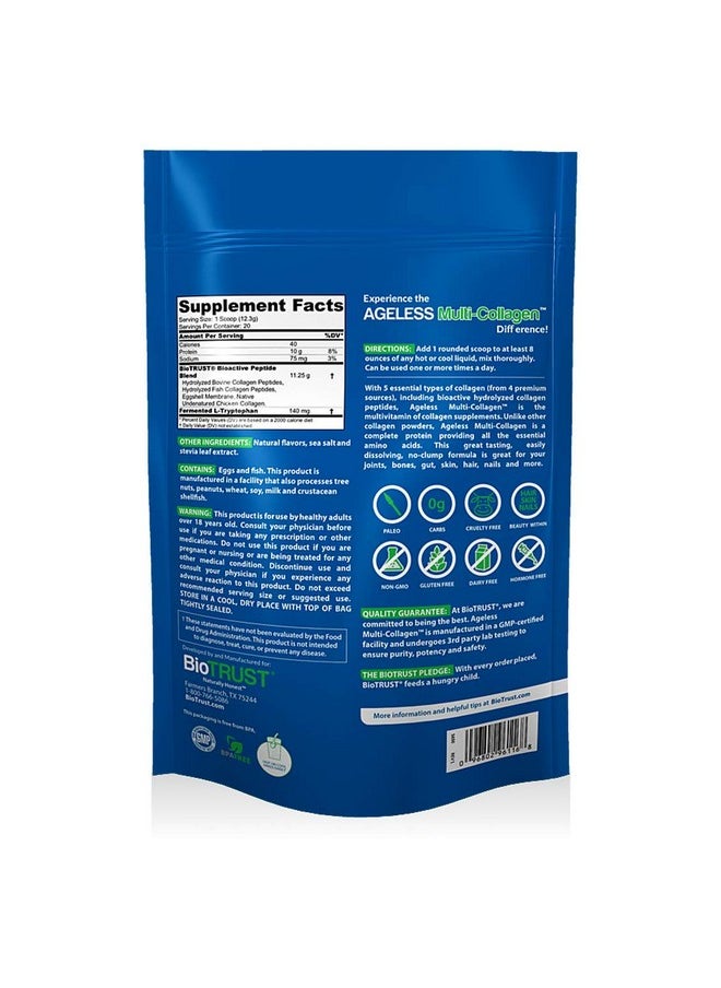 BioTrust Ageless Multi Collagen Protein A 5In1 Collagen Powder 5 Collagen Types Hydrolyzed Collagen Peptides Grassfed Beef Sustainable Fish Chicken And Eggshell Membrane (Vanilla)  - Image 3