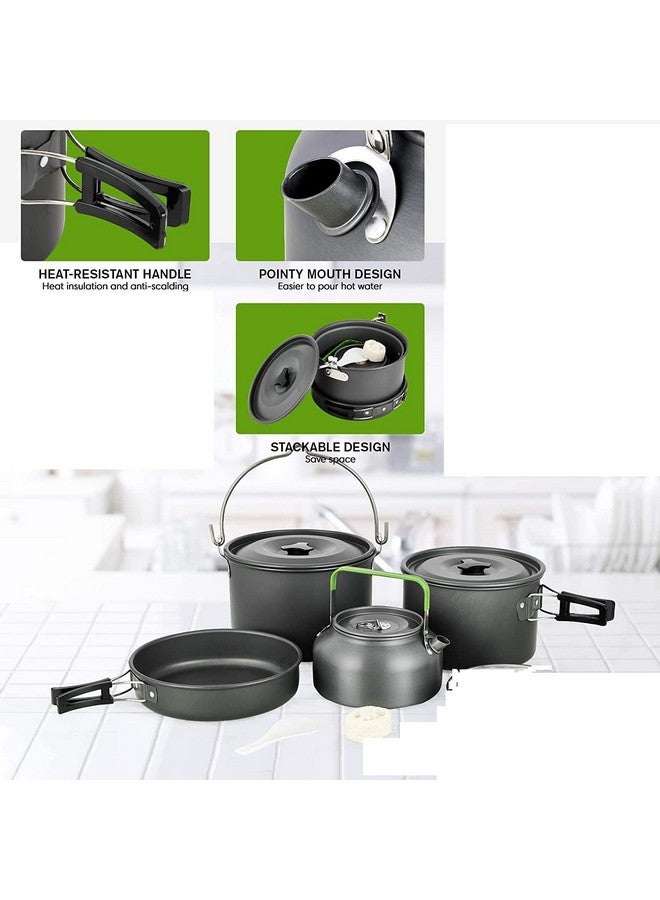 Linist طقم أواني الطهي للتخييم من لينست، وعاء كبير مع طقم طهي للتخييم لـ 6 أشخاص للتخييم في الهواء الطلق، المشي لمسافات طويلة، النزهات - Image 3