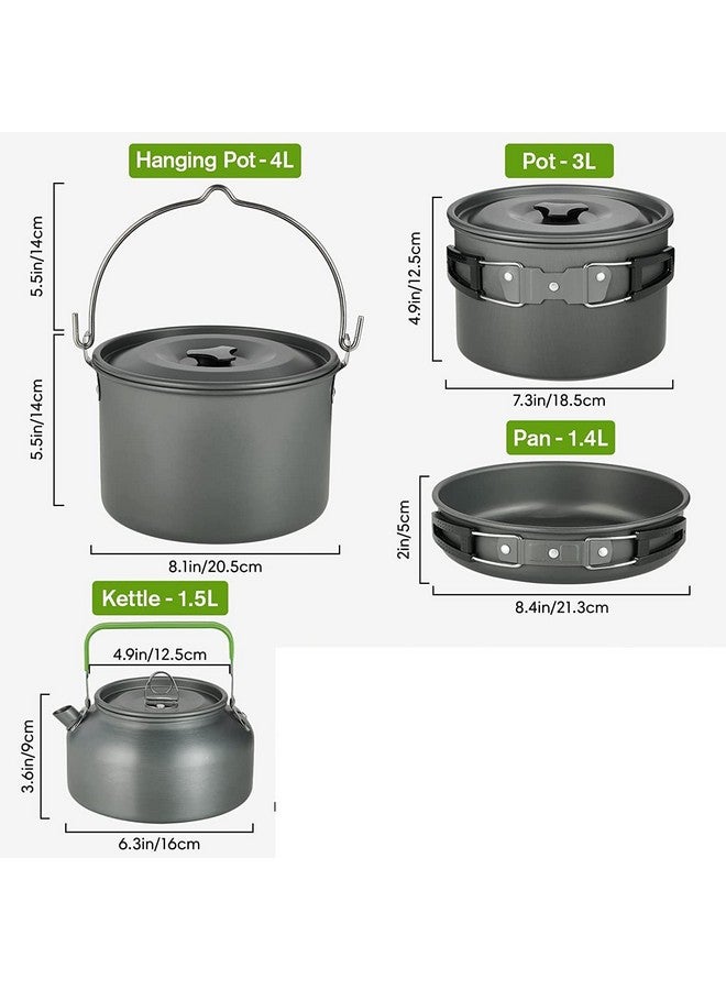 Linist طقم أواني الطهي للتخييم من لينست، وعاء كبير مع طقم طهي للتخييم لـ 6 أشخاص للتخييم في الهواء الطلق، المشي لمسافات طويلة، النزهات - Image 2