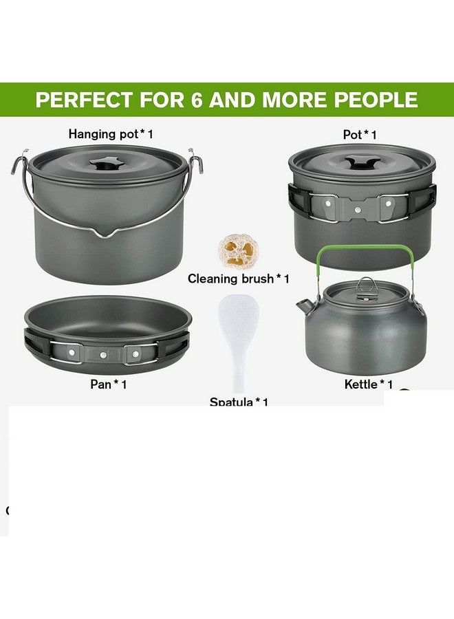 Linist طقم أواني الطهي للتخييم من لينست، وعاء كبير مع طقم طهي للتخييم لـ 6 أشخاص للتخييم في الهواء الطلق، المشي لمسافات طويلة، النزهات - Image 4