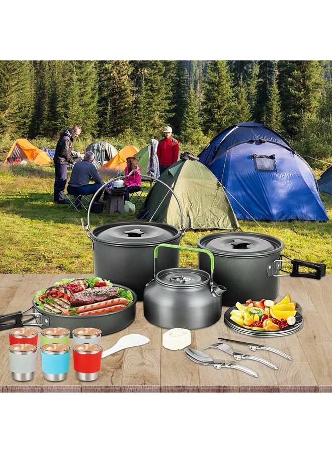 Linist طقم أواني الطهي للتخييم من لينست، وعاء كبير مع طقم طهي للتخييم لـ 6 أشخاص للتخييم في الهواء الطلق، المشي لمسافات طويلة، النزهات - Image 5