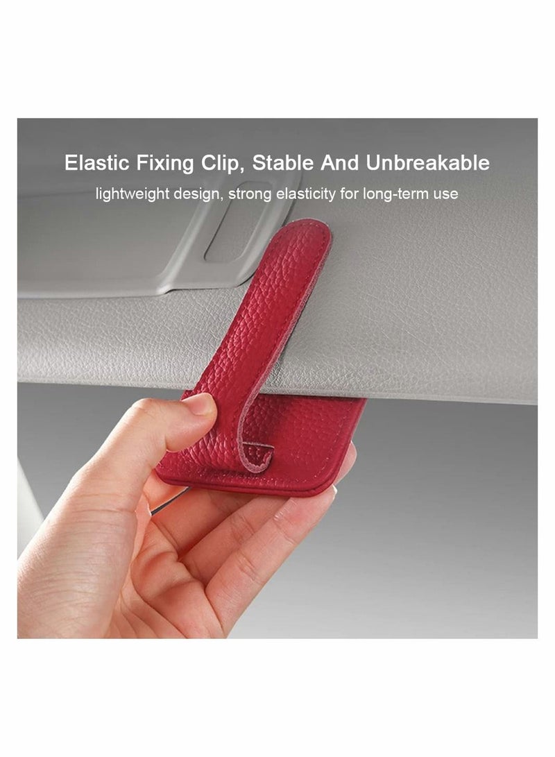 SYOSI Sunglass Holder for Car Visor,Adsorption Sunglasses Holder Clip for Storing Glasses Card Mask, for Car Visor (Red)  - Image 4