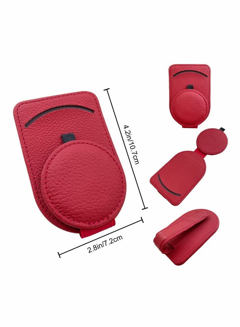 SYOSI Sunglass Holder for Car Visor,Adsorption Sunglasses Holder Clip for Storing Glasses Card Mask, for Car Visor (Red)  - Image 2