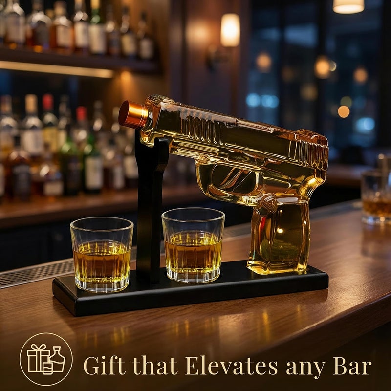 Frolk Whiskey Decanter Set with 2 Shot Glasses â€“ Valentine's Gift, Retirement & Birthday Gift for Him â€“ Gift for Men Who Have Everything â€“ Dad, Husband, Groomsmen â€“ Scotch, Bourbon, Liquor, Vodka Dispenser - Image 4