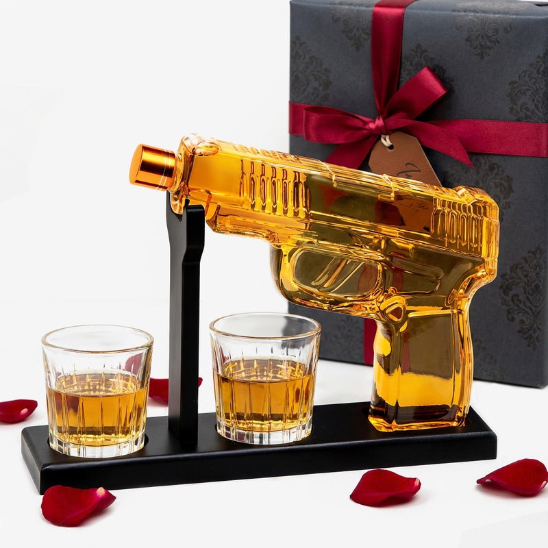 Frolk Whiskey Decanter Set with 2 Shot Glasses â€“ Valentine's Gift, Retirement & Birthday Gift for Him â€“ Gift for Men Who Have Everything â€“ Dad, Husband, Groomsmen â€“ Scotch, Bourbon, Liquor, Vodka Dispenser - Image 1