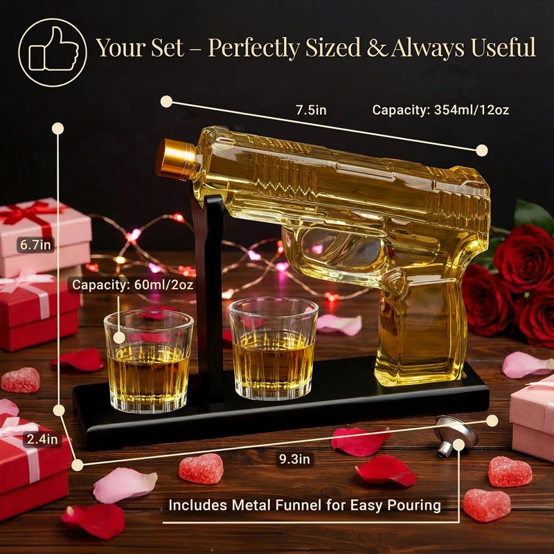 Frolk Whiskey Decanter Set with 2 Shot Glasses â€“ Valentine's Gift, Retirement & Birthday Gift for Him â€“ Gift for Men Who Have Everything â€“ Dad, Husband, Groomsmen â€“ Scotch, Bourbon, Liquor, Vodka Dispenser - Image 2