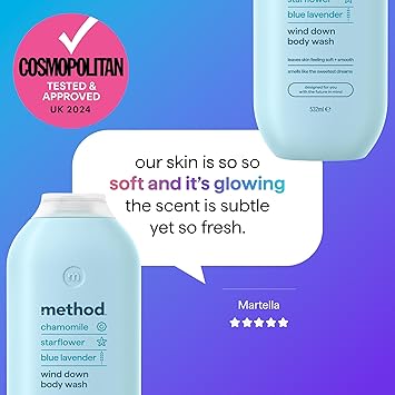 Method Body Wash Wind Down Shower Gel Chamomile Starflower and Blue Lavender Scent Pack of 1 532ml - Image 5