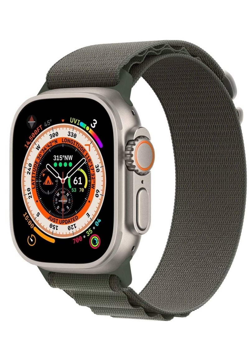 ELTRAZONE أحزمة Apple Watch Ultra، للنساء والرجال، طبقتين من القماش بحلقة منسوجة من التيتانيوم على شكل حرف G لسلسلة Iwatch 8/7/6/5/4/3/2/1/SE، Starlight، 44/45/49 ملم - Image 2