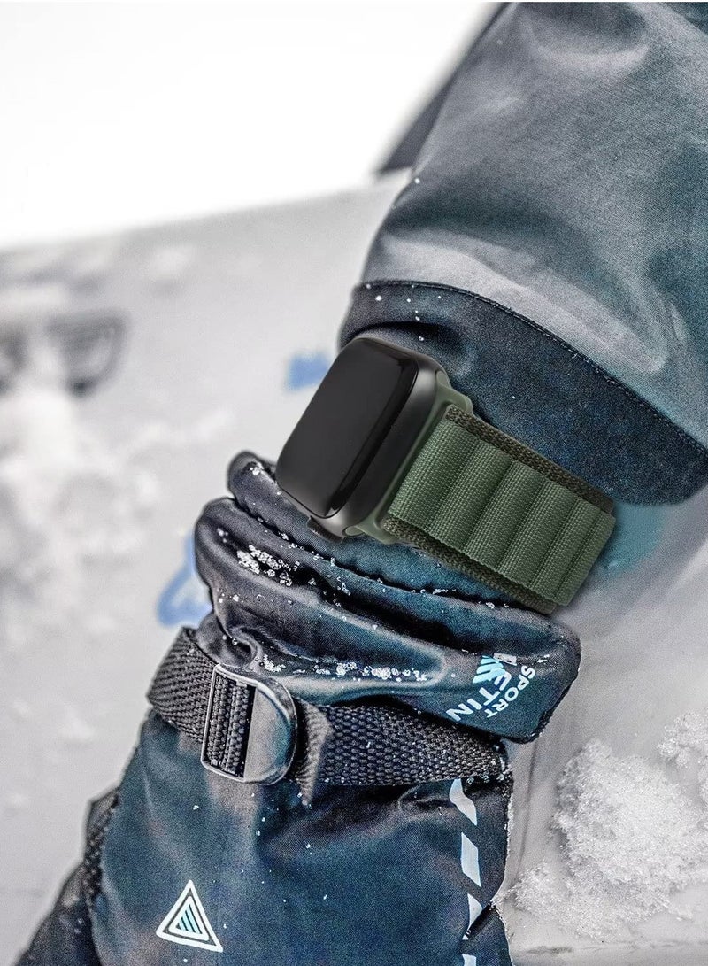 ELTRAZONE أحزمة Apple Watch Ultra، للنساء والرجال، طبقتين من القماش بحلقة منسوجة من التيتانيوم على شكل حرف G لسلسلة Iwatch 8/7/6/5/4/3/2/1/SE، Starlight، 44/45/49 ملم - Image 4