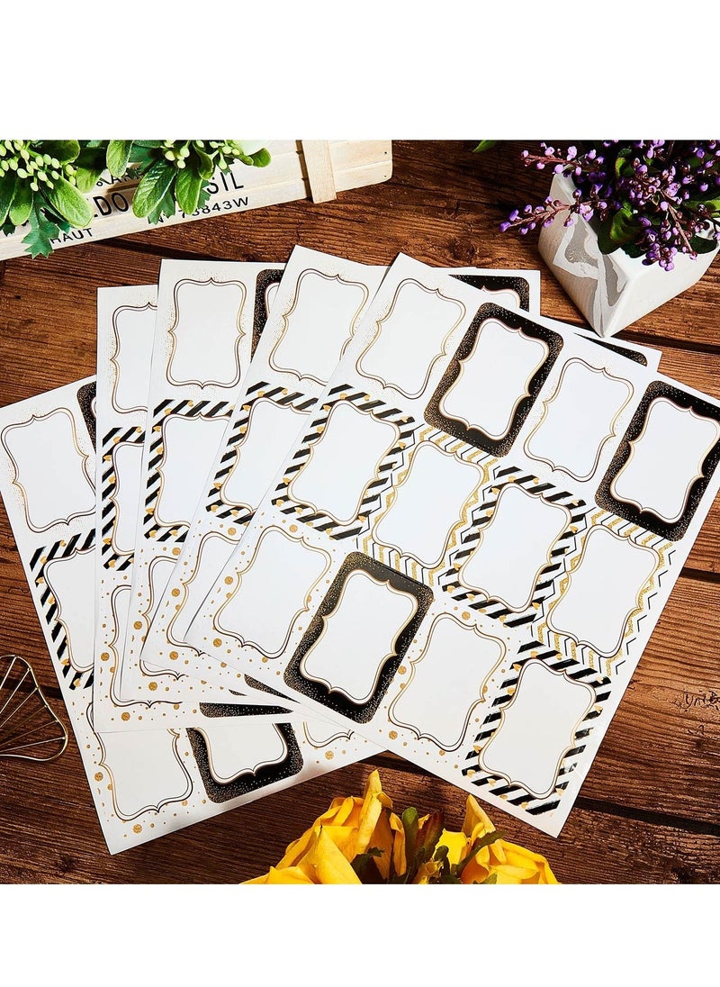Y&D 200 Pieces Name Tag Stickers Party Tags Border Labels Personalized for Office School Accessories Home Kitchen Category , 3.2 x 2.1 Inches, Gold Boarder  - Image 4