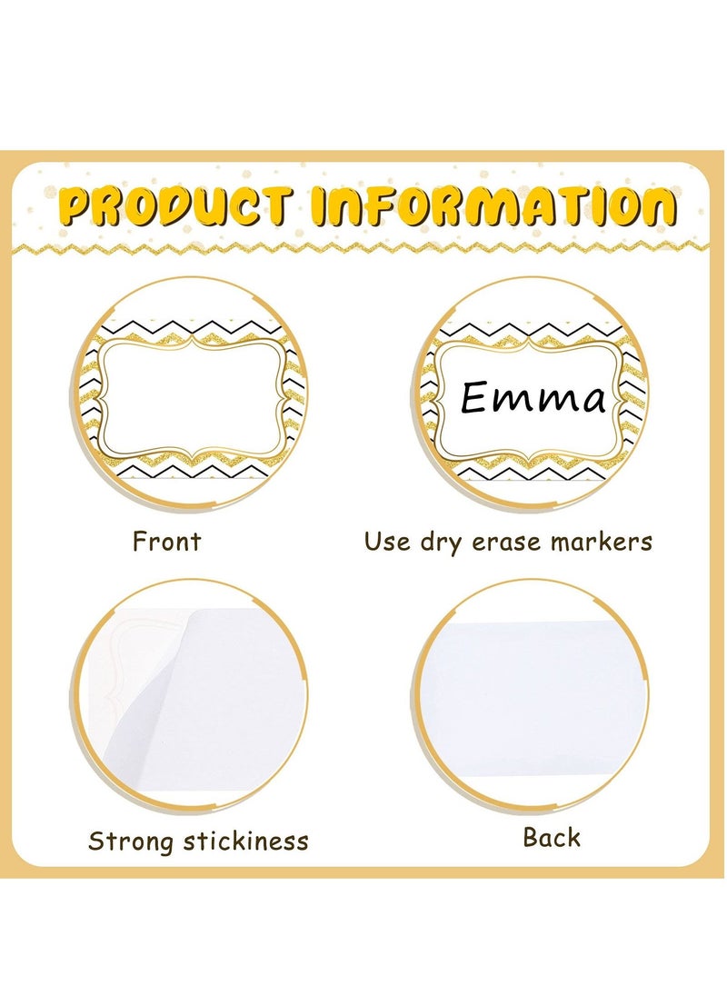 Y&D 200 Pieces Name Tag Stickers Party Tags Border Labels Personalized for Office School Accessories Home Kitchen Category , 3.2 x 2.1 Inches, Gold Boarder  - Image 2