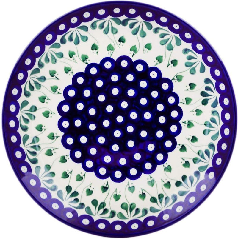 Polmedia Polish Pottery Polish Pottery 10inch Dinner Plate made by Ceramika Artystyczna Bleeding Heart Peacock Theme  Certificate of Authenticity - Image 1