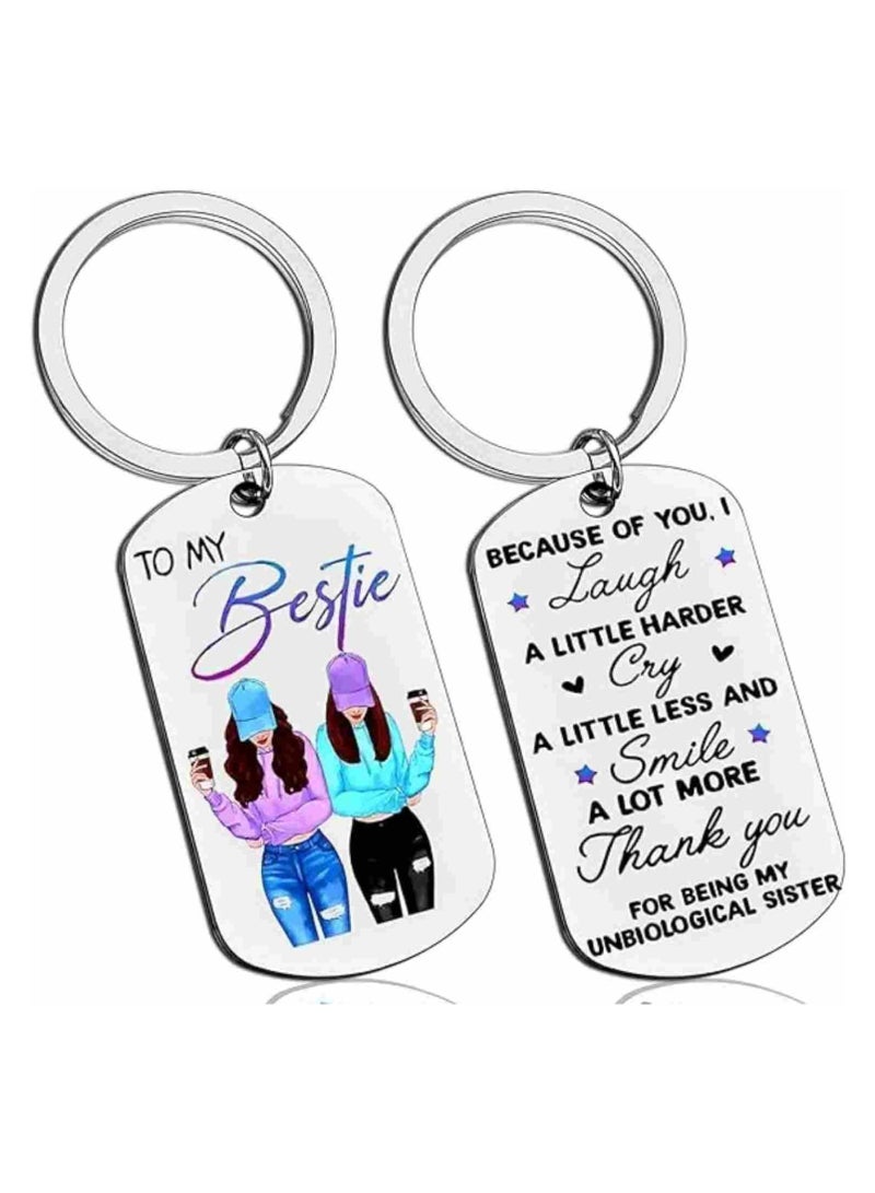 SOLDOUT Double-Sided Stainless Steel Color Printing Key Ring Keychain For Best Friend Gift Bestie BFF Friendship Friends (Pack of 1) - Image 1
