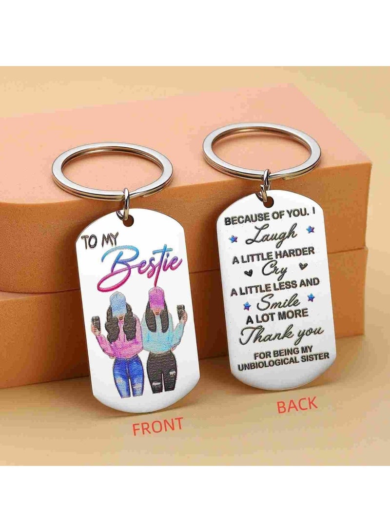 SOLDOUT Double-Sided Stainless Steel Color Printing Key Ring Keychain For Best Friend Gift Bestie BFF Friendship Friends (Pack of 1) - Image 3