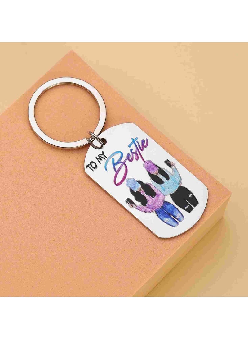 SOLDOUT Double-Sided Stainless Steel Color Printing Key Ring Keychain For Best Friend Gift Bestie BFF Friendship Friends (Pack of 1) - Image 2