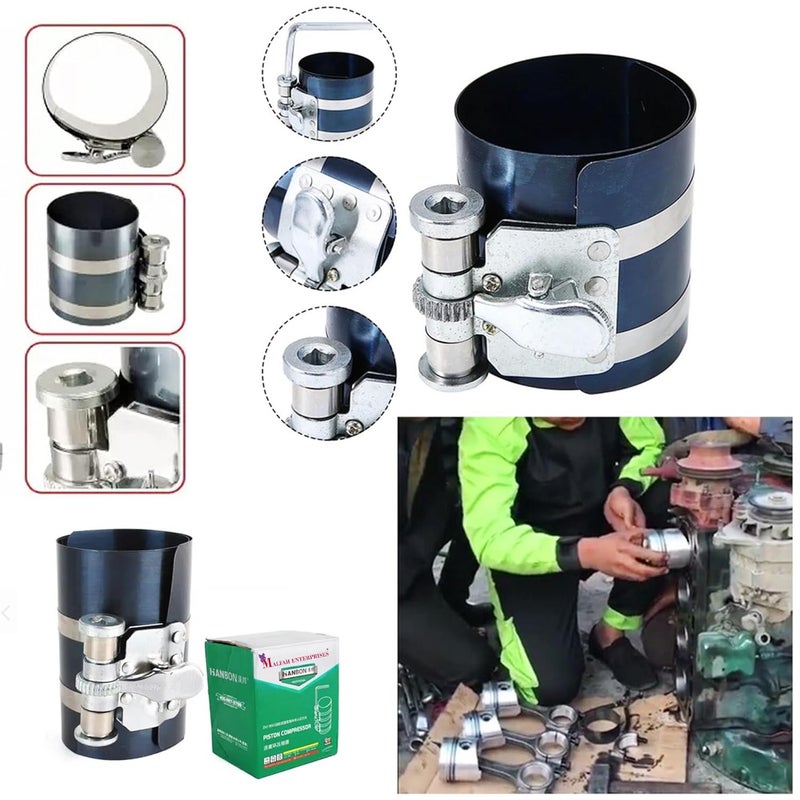 Malfah Enterprises Malfah Piston Compressor 3 Band Ratchet Installer Tool Car Engine Piston Rings Compressor 4175 mm Motorcycle Engine Parts Repair 107602  - Image 4