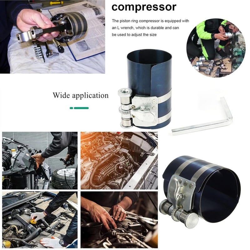 Malfah Enterprises Malfah Piston Compressor 3 Band Ratchet Installer Tool Car Engine Piston Rings Compressor 4175 mm Motorcycle Engine Parts Repair 107602  - Image 5