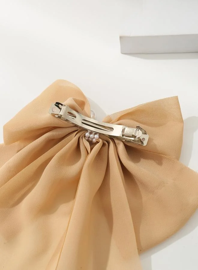 Take Two Set of 2 - Bow Hair Clips with Pearl Accent