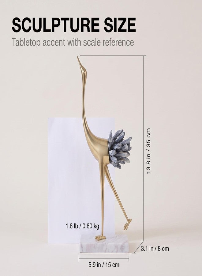 Suruim Gold Decor Accents, Brass Birds Statues - Modern Crystal Ornaments for Living Room, Bedroom, Office Desktop, Cabinets (Blue A) - Image 3