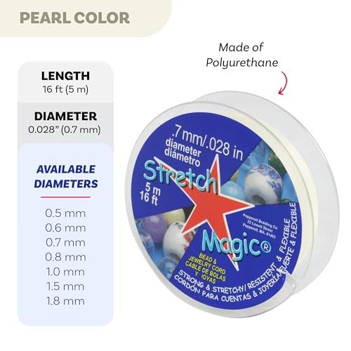 Stretch Magic Elastic Beading Cord – Pearl Color, 0.7mm in Diameter, 5-Meter (16 ft) - Easy to Knot, Strong & Stretchy String for Making Beaded Jewelry - Image 3