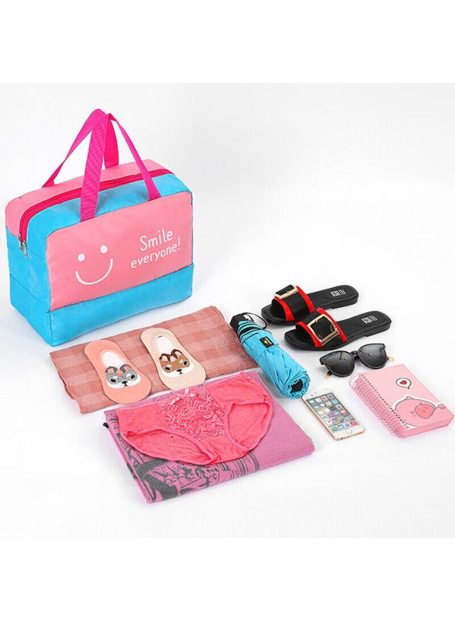 Forty thousand kilometers 40,000 Km Toiletry Bag With Wet And Dry Separation, Large Capacity Storage Bag, Beach Bag, Swim Bag, Gym Bag Sw1172 Pink Smiley Face - Image 4