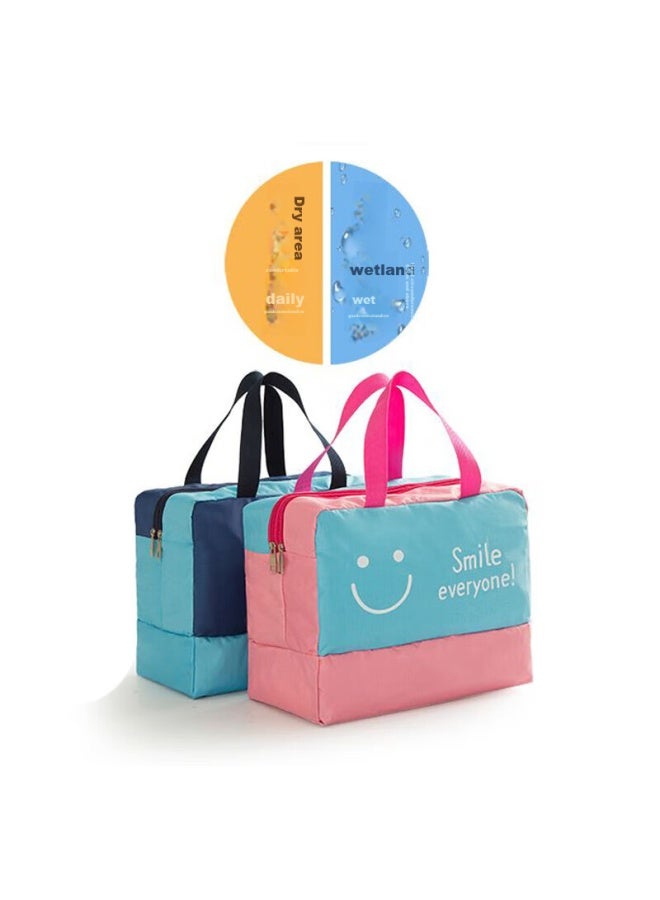 Forty thousand kilometers 40,000 Km Toiletry Bag With Wet And Dry Separation, Large Capacity Storage Bag, Beach Bag, Swim Bag, Gym Bag Sw1172 Pink Smiley Face - Image 2
