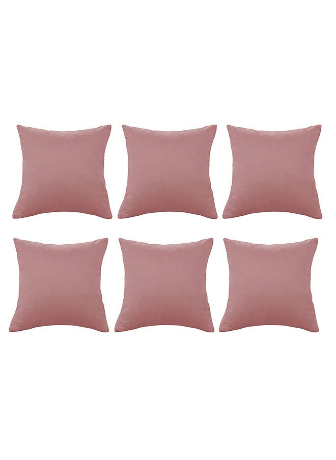 House One Set of 6 pieces Square Soft Velvet Decorative Cushion with Solid Design and Attractive Colors 65x65 cm - Light Pink - Image 1