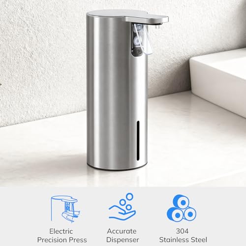 Umimile Electric Dish Soap Dispenser for Kitchen and Bathroom, 2 Mode Liquid Hand Soap Dispenser, 11.8oz Rechargeable with Type-C, IPX7 Waterproof (304 Stainless Steel) - Image 2