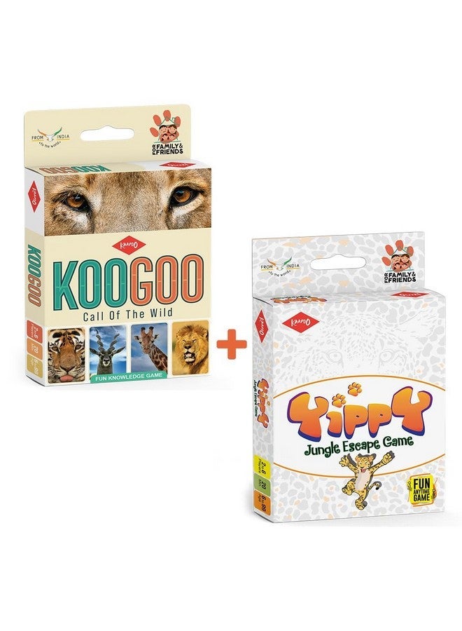 كادو كومبو (2 في 1) لعبة ورق - لعبة تعليمية بطابع الحياة البرية KOOGOO + لعبة مليئة بالتشويق للأطفال 7+ - صنع في الهند - هدايا الإرجاع (2-6 لاعبين) - Image 1