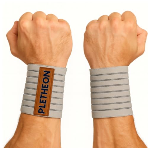PLETHEON Wrist Support Band for Gym, Workout & Weightlifting | Adjustable Wrist Strap for Men & Women | Pain Relief & Wrist Stability for Fitness & Sports (VENTILATED GREY) - Image 1