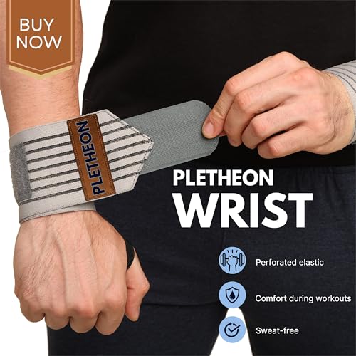 PLETHEON Wrist Support Band for Gym, Workout & Weightlifting | Adjustable Wrist Strap for Men & Women | Pain Relief & Wrist Stability for Fitness & Sports (VENTILATED GREY) - Image 2