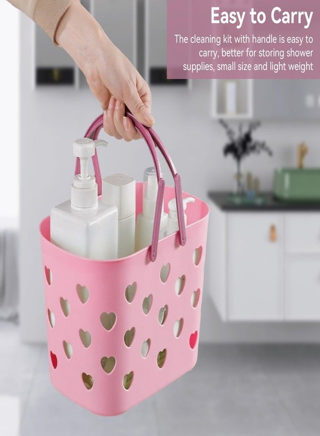 Gsycle Portable Shower Caddy Basket with Handle, Large Capacity Plastic Shower Storage Tote Bathroom Organizer with Drain Holes for Shampoo Soap Toiletries Space Saving Lightweight for Bathroom Gym (Pink) - Image 4
