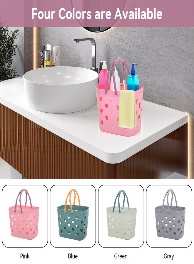 Gsycle Portable Shower Caddy Basket with Handle, Large Capacity Plastic Shower Storage Tote Bathroom Organizer with Drain Holes for Shampoo Soap Toiletries Space Saving Lightweight for Bathroom Gym (Pink) - Image 5