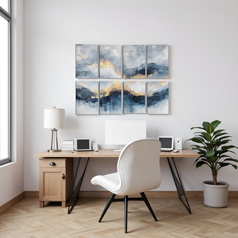 ARPEOTCY Household decor Acoustic Art Wall Panels, Reduce Noise for Room (Bedroom&hallway&Office&TV),48x32in, Modern Abstract Wall decor, Neutral Art Picture, Sound Absorbing Soundproof, 8pcs - Image 2