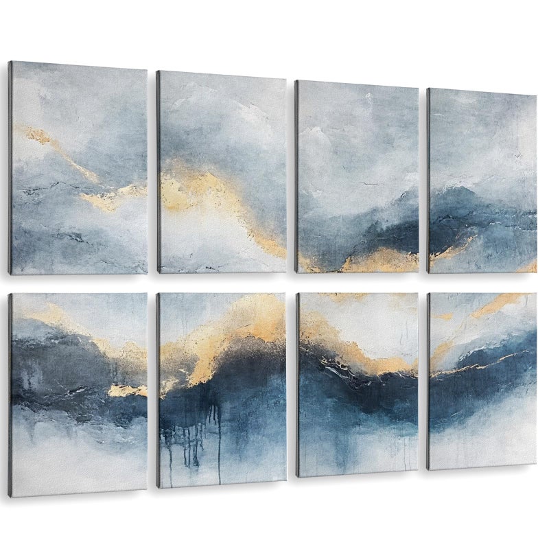 ARPEOTCY Household decor Acoustic Art Wall Panels, Reduce Noise for Room (Bedroom&hallway&Office&TV),48x32in, Modern Abstract Wall decor, Neutral Art Picture, Sound Absorbing Soundproof, 8pcs - Image 1