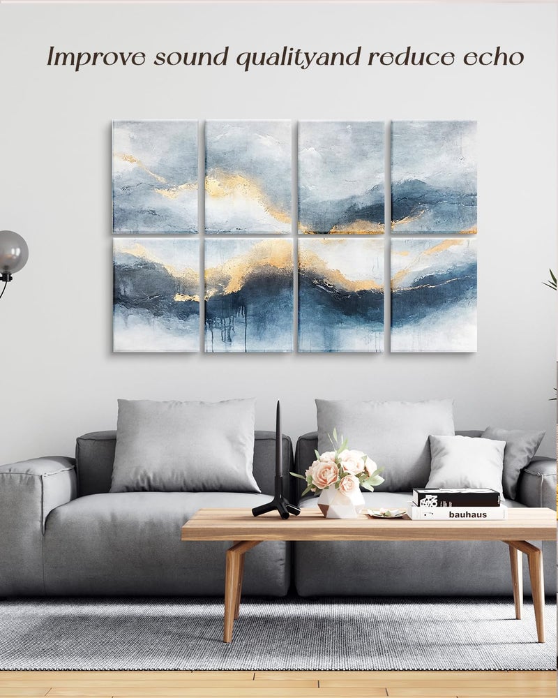 ARPEOTCY Household decor Acoustic Art Wall Panels, Reduce Noise for Room (Bedroom&hallway&Office&TV),48x32in, Modern Abstract Wall decor, Neutral Art Picture, Sound Absorbing Soundproof, 8pcs - Image 4