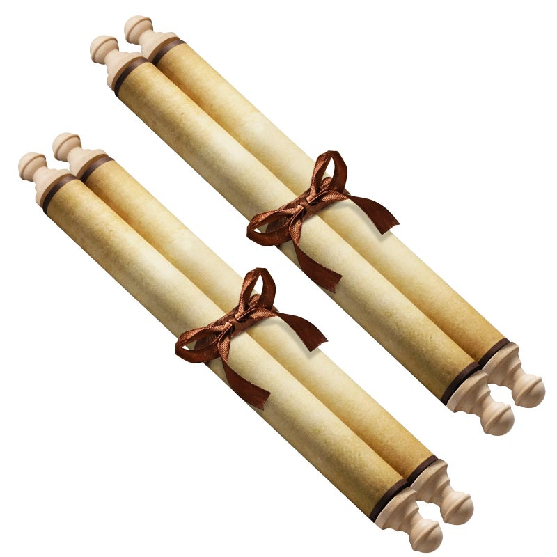 Makevivi 1 PCS Blank Scrolls Paper with Wood Rods, for Naughty or Nice List, Writing, Wedding Vows, Invitation, Love Letter, Cosplay Prop, Renaissance, 7.1 x 31.5 inches (style1) - Image 1