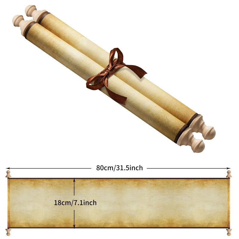 Makevivi 1 PCS Blank Scrolls Paper with Wood Rods, for Naughty or Nice List, Writing, Wedding Vows, Invitation, Love Letter, Cosplay Prop, Renaissance, 7.1 x 31.5 inches (style1) - Image 2