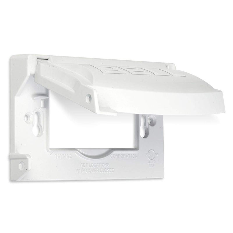 Bell غطاء مقاوم للعوامل الجوية BELL MX1250W 1-مجموعة، واقي مخرج معدني عالمي 12 في 1، عمودي/أفقي، أبيض - Image 1