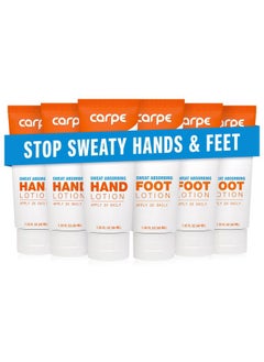 Carpe Antiperspirant Hand and Foot Lotion Bundle (3 Hand and 3 Foot Tubes), Stop Sweaty Hands and Sweaty, Smelly Feet, Dermatologist-Recommended  - Image 1