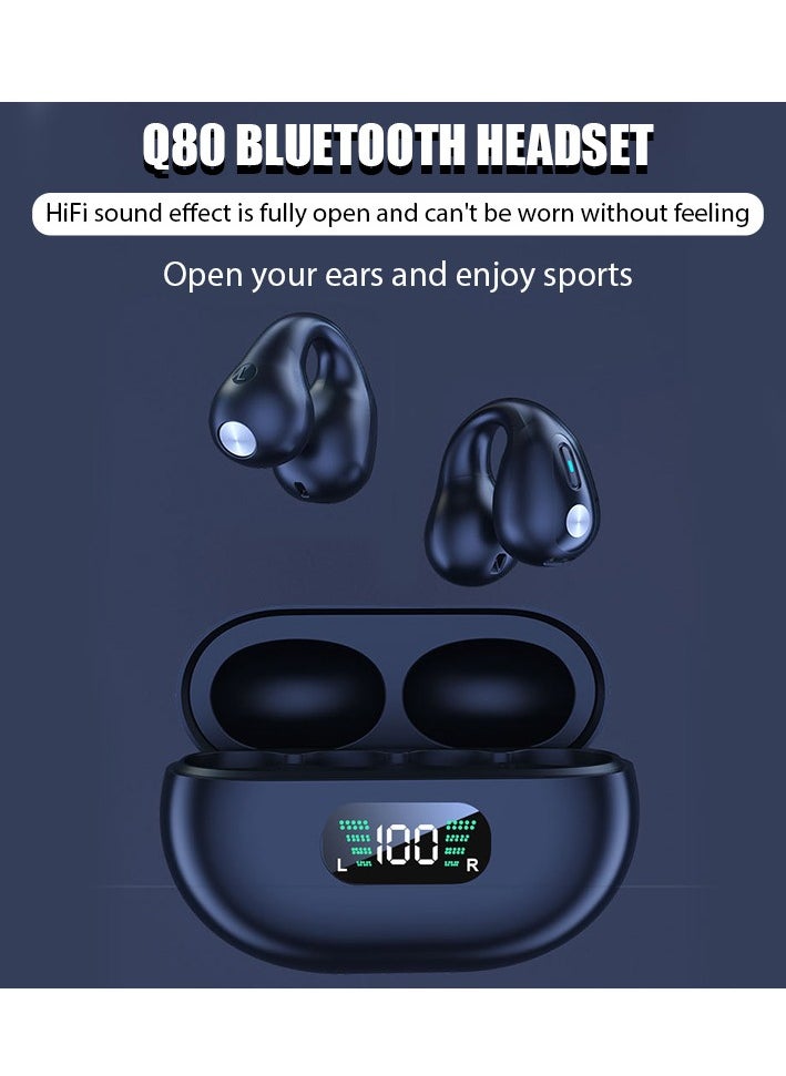 Generic - TWS Q80 Wireless Earbuds Bluetooth 5.3 Bone Conduction Earphones Ear clip Design Touch Control - Image 1